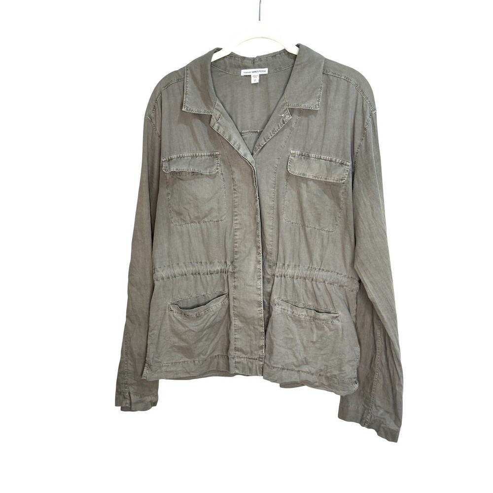 James Perse Shirt Jacket Womens 2 Med Green Cotton Utility Field Military